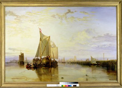 Dort of Dordrecht: De Dort-pakketboot uit Rotterdam windstil, 1817-18 door Joseph Mallord William Turner